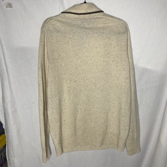 Anapo Sweater Lambs Wool Blend V-Neck Shawl Collar Mens XL Beige Brown Specks - Picture 2 of 7